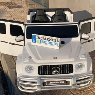 Coche 24v para niños, MERCEDES G63, 4 MOTORES, asiento con funda, RUEDAS EVA, 2 plazas, blanco INDA42-LI-S307wt0